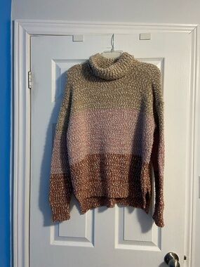 LC Lauren Conrad Colourblock Knit Long Sleeve Turtleneck Sweater Size L